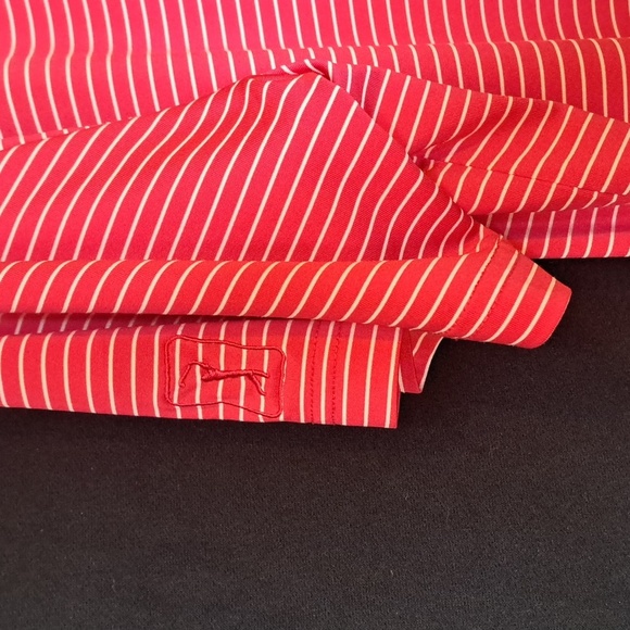 PGA Tour Polo Men's Large Pink White Striped Short Sleeve Golf Shirt - Picture 4 of 6